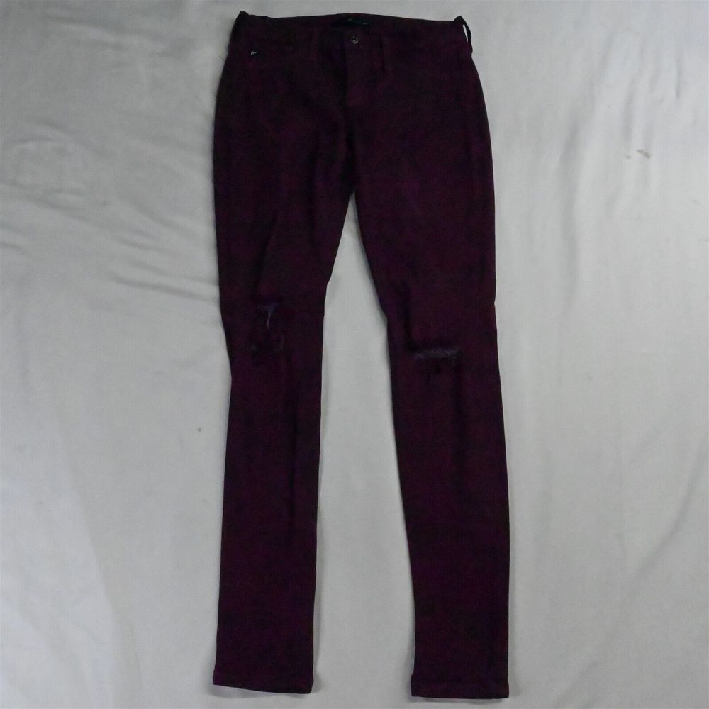 KanCan‎ 3 / 25 Mid Rise Skinny Dark Red Destroyed Stretch Denim Womens Jeans